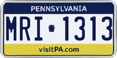 PA license plate MRI1313
