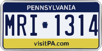PA license plate MRI1314