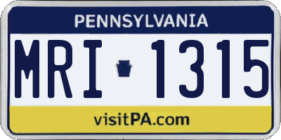 PA license plate MRI1315