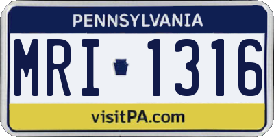 PA license plate MRI1316