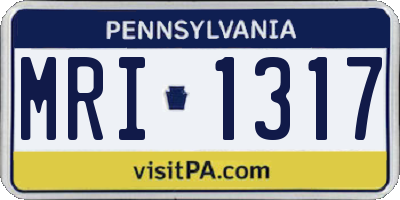 PA license plate MRI1317