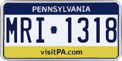 PA license plate MRI1318