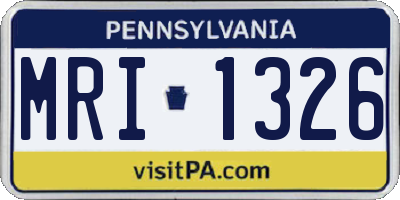 PA license plate MRI1326