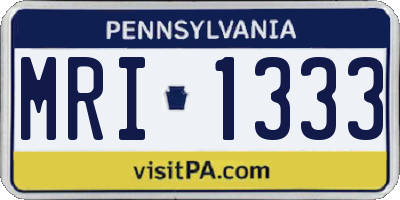 PA license plate MRI1333