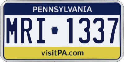 PA license plate MRI1337