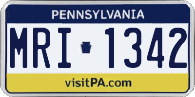 PA license plate MRI1342
