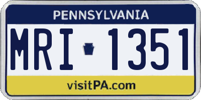 PA license plate MRI1351
