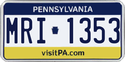 PA license plate MRI1353
