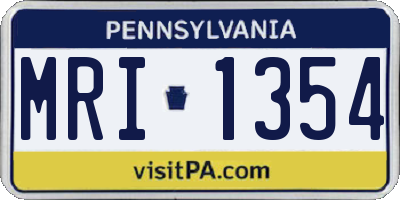 PA license plate MRI1354