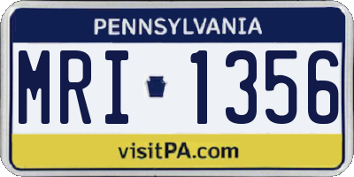 PA license plate MRI1356