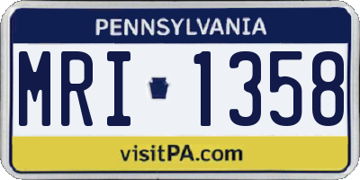 PA license plate MRI1358