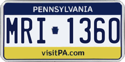 PA license plate MRI1360