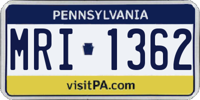 PA license plate MRI1362