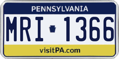 PA license plate MRI1366