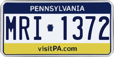 PA license plate MRI1372