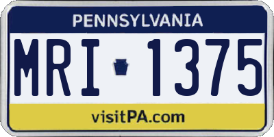 PA license plate MRI1375
