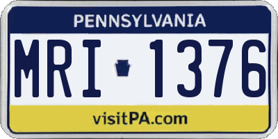 PA license plate MRI1376