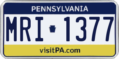 PA license plate MRI1377