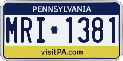 PA license plate MRI1381