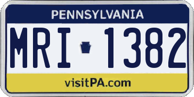 PA license plate MRI1382