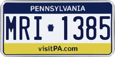 PA license plate MRI1385