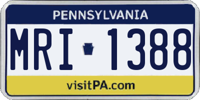 PA license plate MRI1388