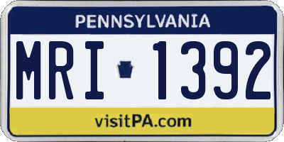 PA license plate MRI1392