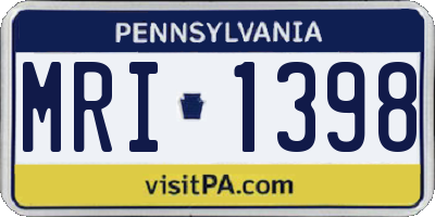 PA license plate MRI1398
