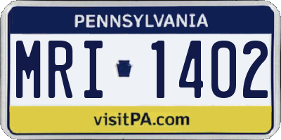 PA license plate MRI1402