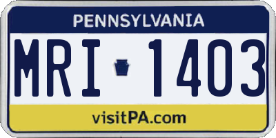 PA license plate MRI1403