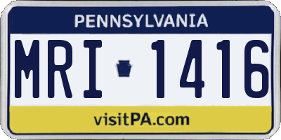 PA license plate MRI1416