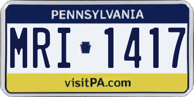 PA license plate MRI1417