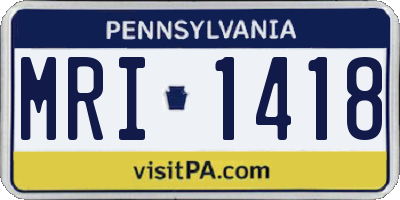 PA license plate MRI1418