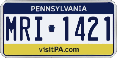 PA license plate MRI1421