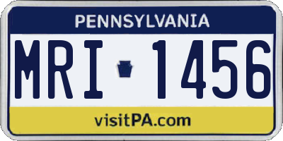 PA license plate MRI1456