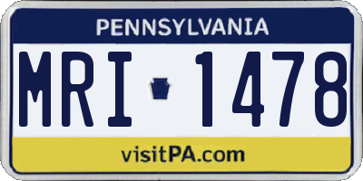 PA license plate MRI1478