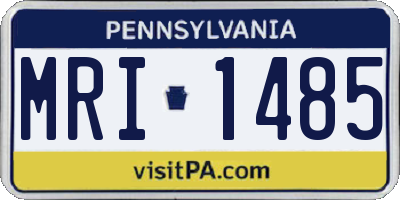 PA license plate MRI1485