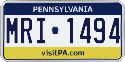 PA license plate MRI1494