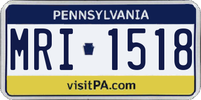 PA license plate MRI1518