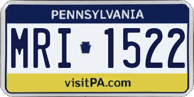 PA license plate MRI1522
