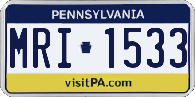 PA license plate MRI1533