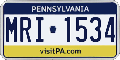 PA license plate MRI1534