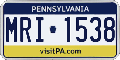 PA license plate MRI1538