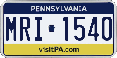 PA license plate MRI1540