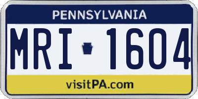 PA license plate MRI1604