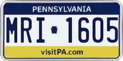 PA license plate MRI1605