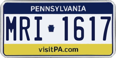 PA license plate MRI1617