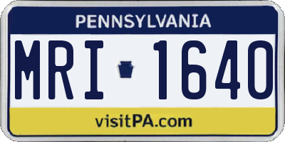 PA license plate MRI1640