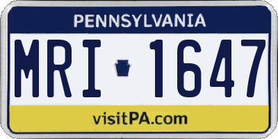 PA license plate MRI1647