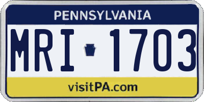PA license plate MRI1703